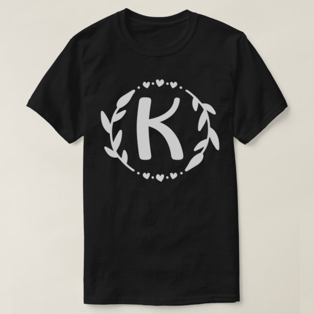 Letter K Monogram Initial Cute Personalised Letter T-Shirt (Design Front)