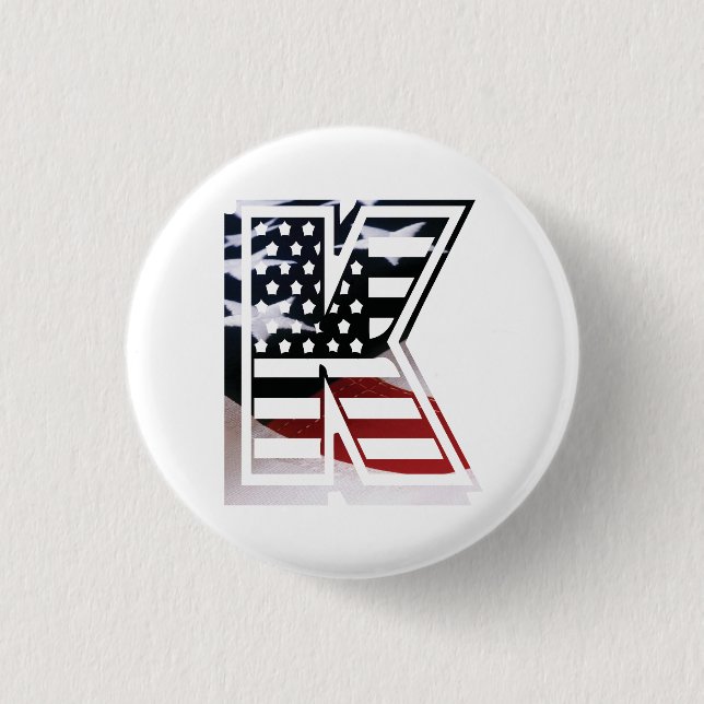 Letter K Monogram Initial USA 3 Cm Round Badge (Front)