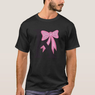 Letter K Monogram Initial with Pink Bow for Women T-Shirt