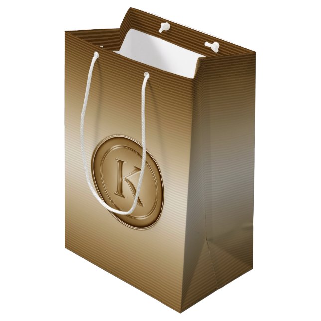 "Letter K" Monogram Medium Gift Bag (Front Angled)