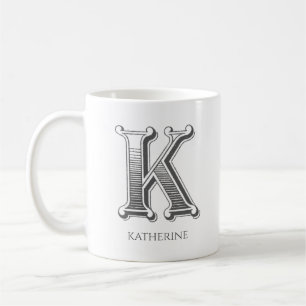 Letter K Monogram Modern Name Coffee Mug