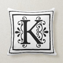 Letter K Monogram Throw Pillow