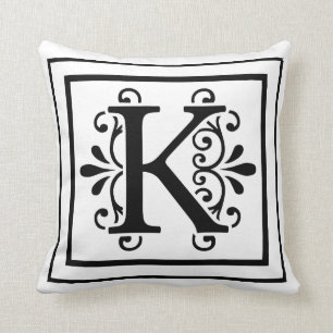 Letter K Monogram Throw Pillow