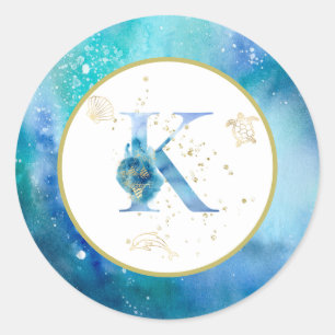 *~*  LETTER K -  Nautical Beach Envelope  Sticker