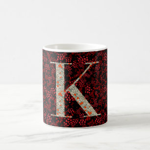 Letter K red and burgundy liberty Coffee Mug