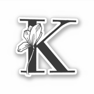 Letter K - Rose Sticker