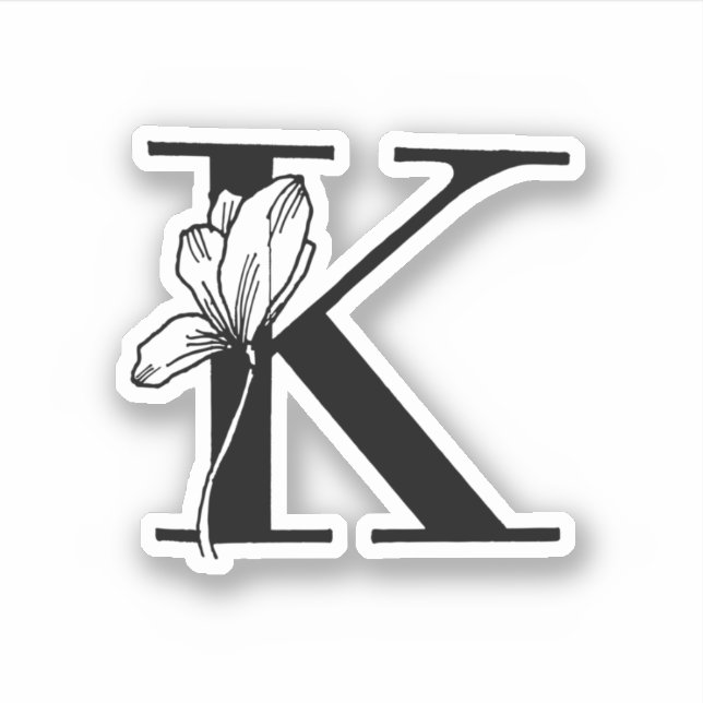 Letter K - Rose Sticker (Front)