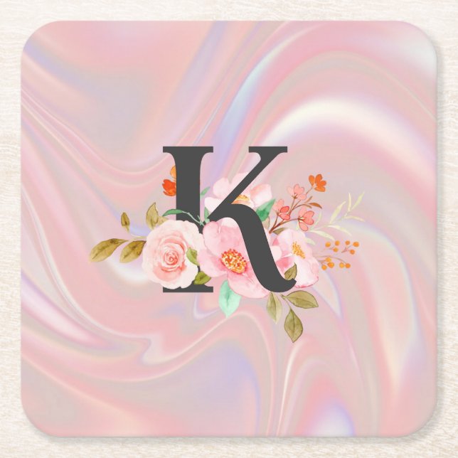 Letter K Square Paper Coaster (Front)