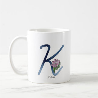 Letter “K” watercolor flower initial mug