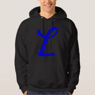 Letter L Alphabet Large Blue Graphic Initial Hoodie