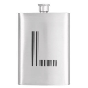 LETTER L BAR CODE First Initial Barcode Pattern Hip Flask