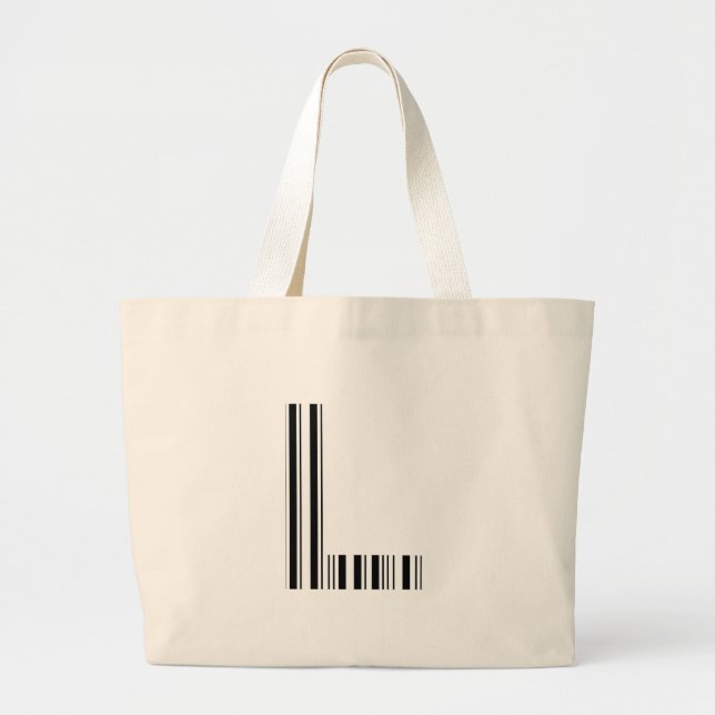 LETTER L BAR CODE First Initial Barcode Pattern Large Tote Bag (Front)