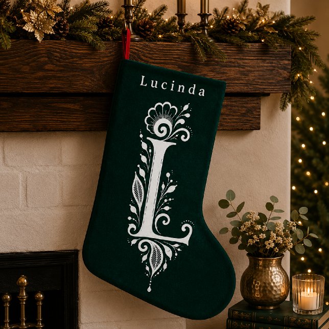 Letter L Botanical Monogram Personalised Stocking (Creator Uploaded)
