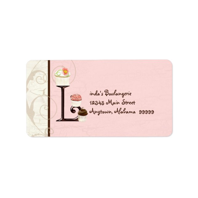 Letter L  Cupcake Business Address Mailing Labels (Front)