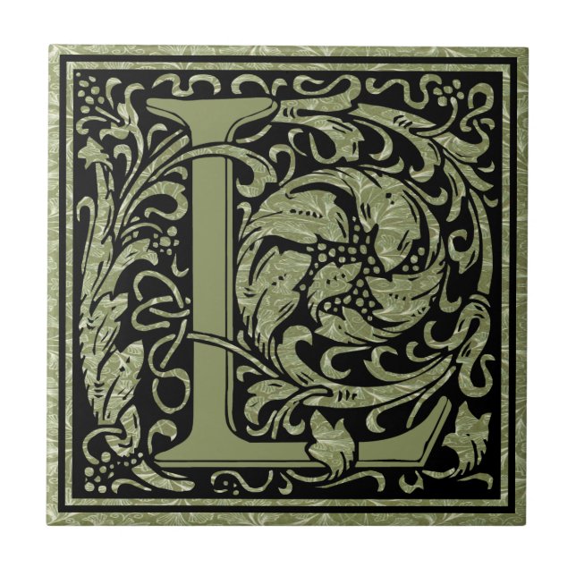 Letter L First Letter Monogram Ceramic Tile (Front)