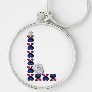 Letter L Floral Gemstone Keychain