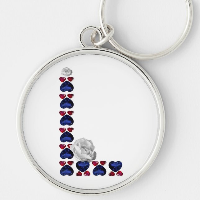 Letter L Floral Gemstone Keychain (Front)