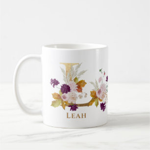 Letter L - Gold Floral Name sister coworker friend Coffee Mug