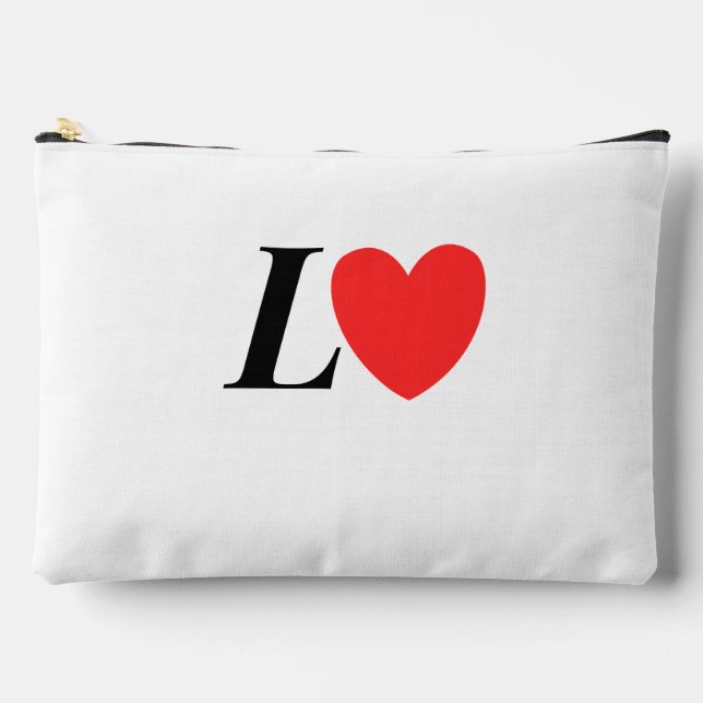 Letter L Heart - Valentine Initial Love Design Accessory Pouch (Front)