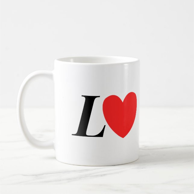 Letter L Heart - Valentine Initial Love Design Coffee Mug (Left)
