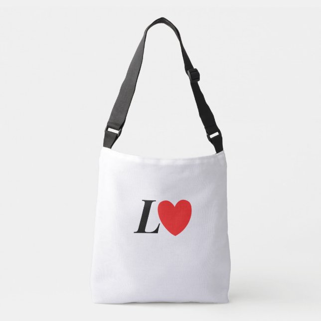 Letter L Heart - Valentine Initial Love Design Crossbody Bag (Front)