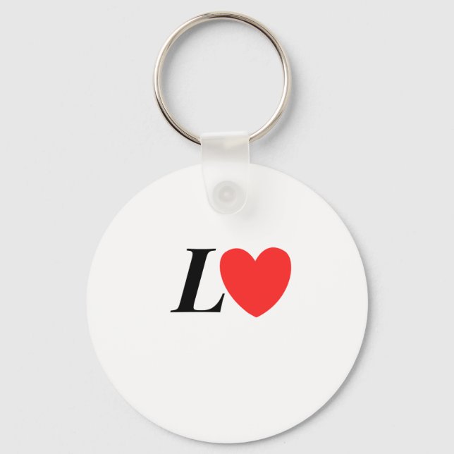 Letter L Heart - Valentine Initial Love Design Key Ring (Front)