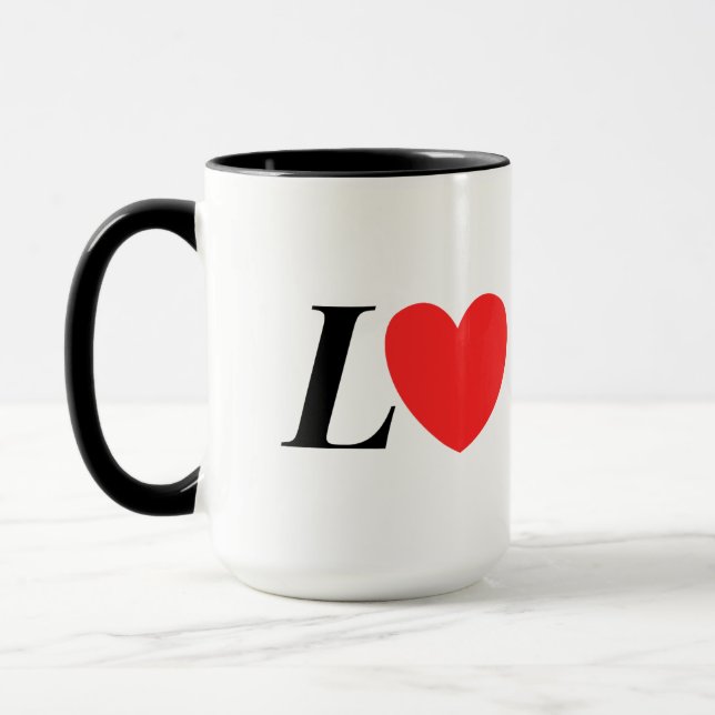 Letter L Heart - Valentine Initial Love Design Mug (Left)