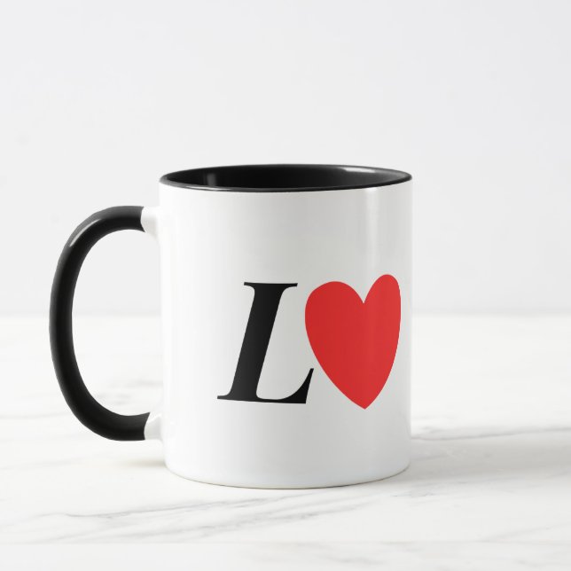 Letter L Heart - Valentine Initial Love Design Mug (Left)