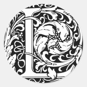 Letter L Mediaeval Monogram Art Nouveau Classic Round Sticker