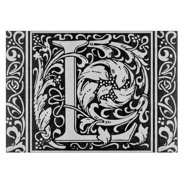 Letter L Mediaeval Monogram Art Nouveau Cutting Board (Front)