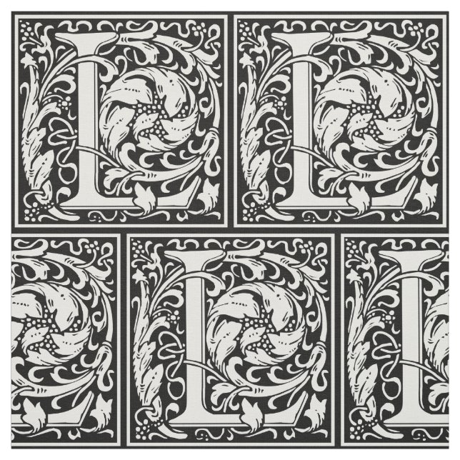 Letter L Mediaeval Monogram Art Nouveau Fabric (Swatch)