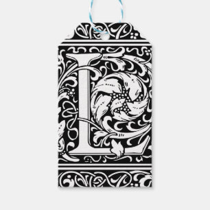 Letter L Mediaeval Monogram Art Nouveau Gift Tags