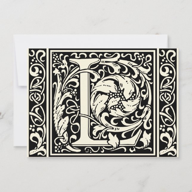 Letter L Mediaeval Monogram Art Nouveau Invitation (Front)