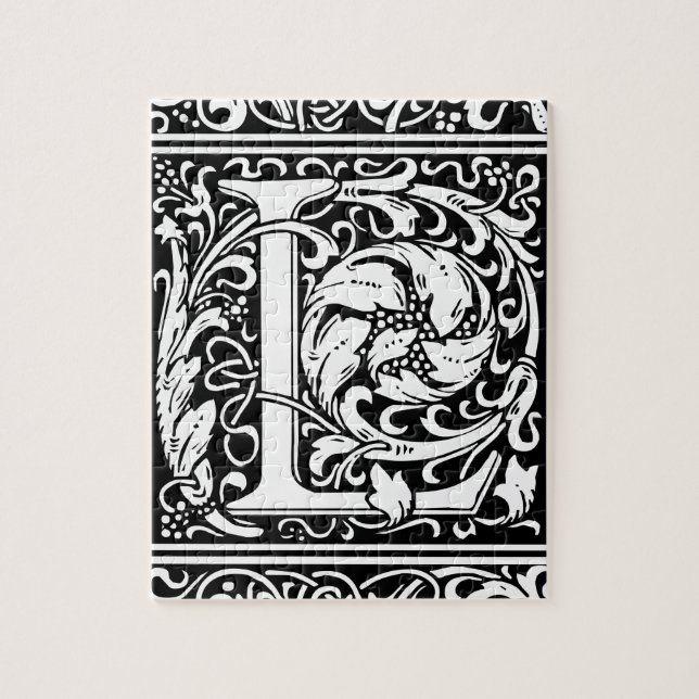 Letter L Mediaeval Monogram Art Nouveau Jigsaw Puzzle (Vertical)