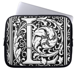 Letter L Mediaeval Monogram Art Nouveau Laptop Sleeve