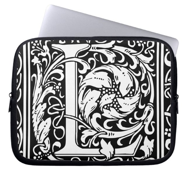 Letter L Mediaeval Monogram Art Nouveau Laptop Sleeve (Front)