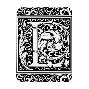Letter L Mediaeval Monogram Art Nouveau Magnet