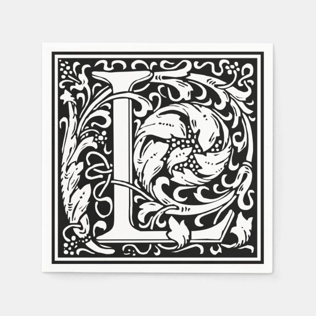 Letter L Mediaeval Monogram Art Nouveau Napkin (Front)