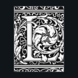 Letter L Mediaeval Monogram Art Nouveau Postcard<br><div class="desc">This initial L is part of a complete series of upper case William Morris inspired typography initials. The black and white lettering is highly decorative, styled after the fancy typography of the middle ages. Cute and trendy, this is a vintage chic monogram L - letter L- swirly L . Customise...</div>