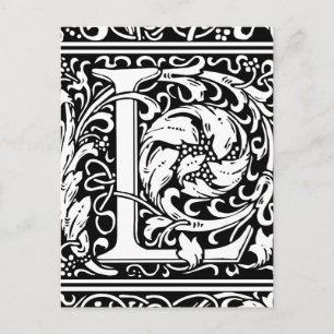 Letter L Mediaeval Monogram Art Nouveau Postcard