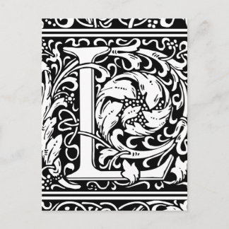 Letter L Mediaeval Monogram Art Nouveau Postcard