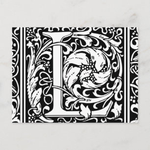 Letter L Mediaeval Monogram Art Nouveau Postcard