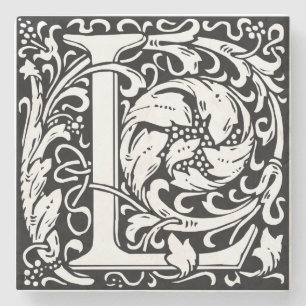 Letter L Mediaeval Monogram Art Nouveau Stone Coaster