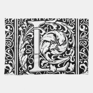 Letter L Mediaeval Monogram Art Nouveau Tea Towel