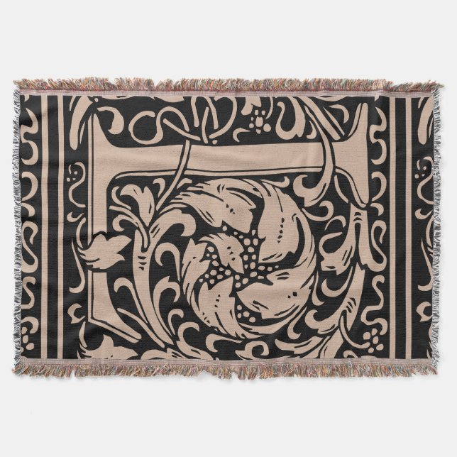 Letter L Mediaeval Monogram Art Nouveau Throw Blanket (Front)