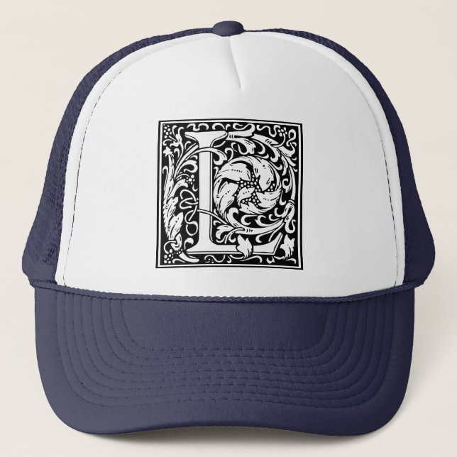 Letter L Mediaeval Monogram Art Nouveau Trucker Hat (Front)