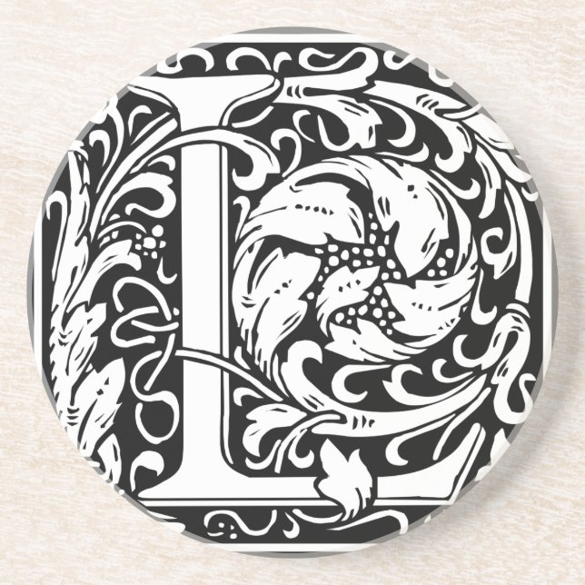 Letter L Medieval Monogram Art Nouveau Coaster (Front)