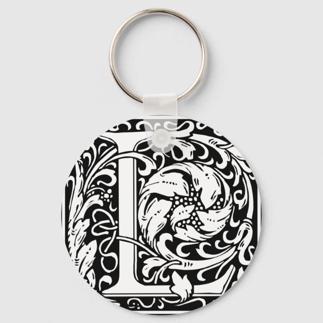 Letter L Medieval Monogram Art Nouveau Key Ring (Front)