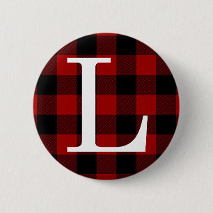 Letter L Monogram First Name Buffalo Plaid Pattern 6 Cm Round Badge