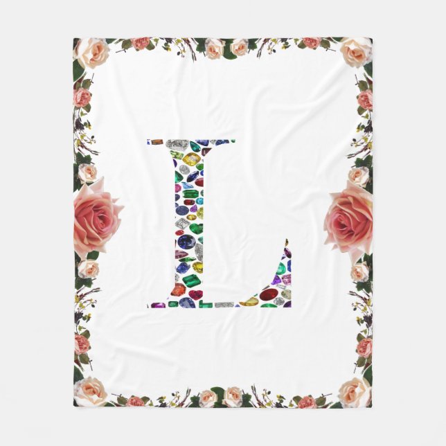 Letter L Monogram Fleece Blanket (Front)